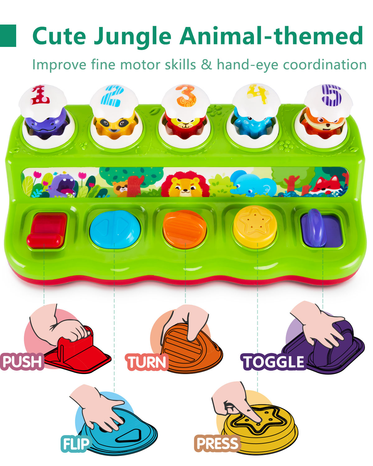 wowohage Interactive Animal Pop‑Up & Hammering Toddler Toy with Light & Sound – Early Learning Music Toy (12+ Months)