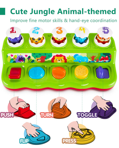 wowohage Interactive Animal Pop‑Up & Hammering Toddler Toy with Light & Sound – Early Learning Music Toy (12+ Months)