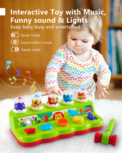 wowohage Interactive Animal Pop‑Up & Hammering Toddler Toy with Light & Sound – Early Learning Music Toy (12+ Months)