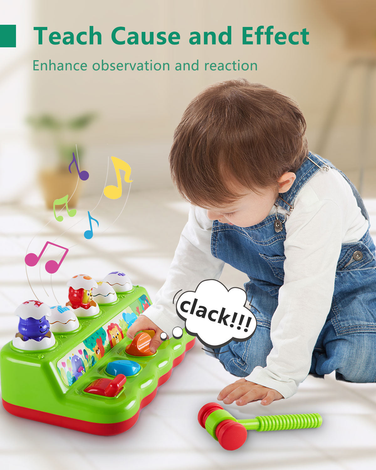 wowohage Interactive Animal Pop‑Up & Hammering Toddler Toy with Light & Sound – Early Learning Music Toy (12+ Months)