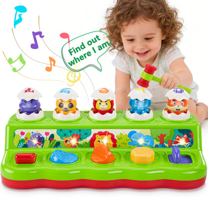 wowohage Interactive Animal Pop‑Up & Hammering Toddler Toy with Light & Sound – Early Learning Music Toy (12+ Months)