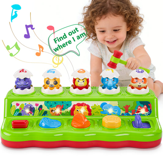 wowohage Interactive Animal Pop‑Up & Hammering Toddler Toy with Light & Sound – Early Learning Music Toy (12+ Months)