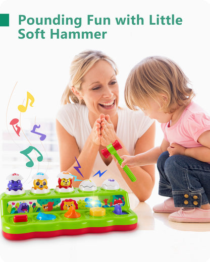 wowohage Interactive Animal Pop‑Up & Hammering Toddler Toy with Light & Sound – Early Learning Music Toy (12+ Months)