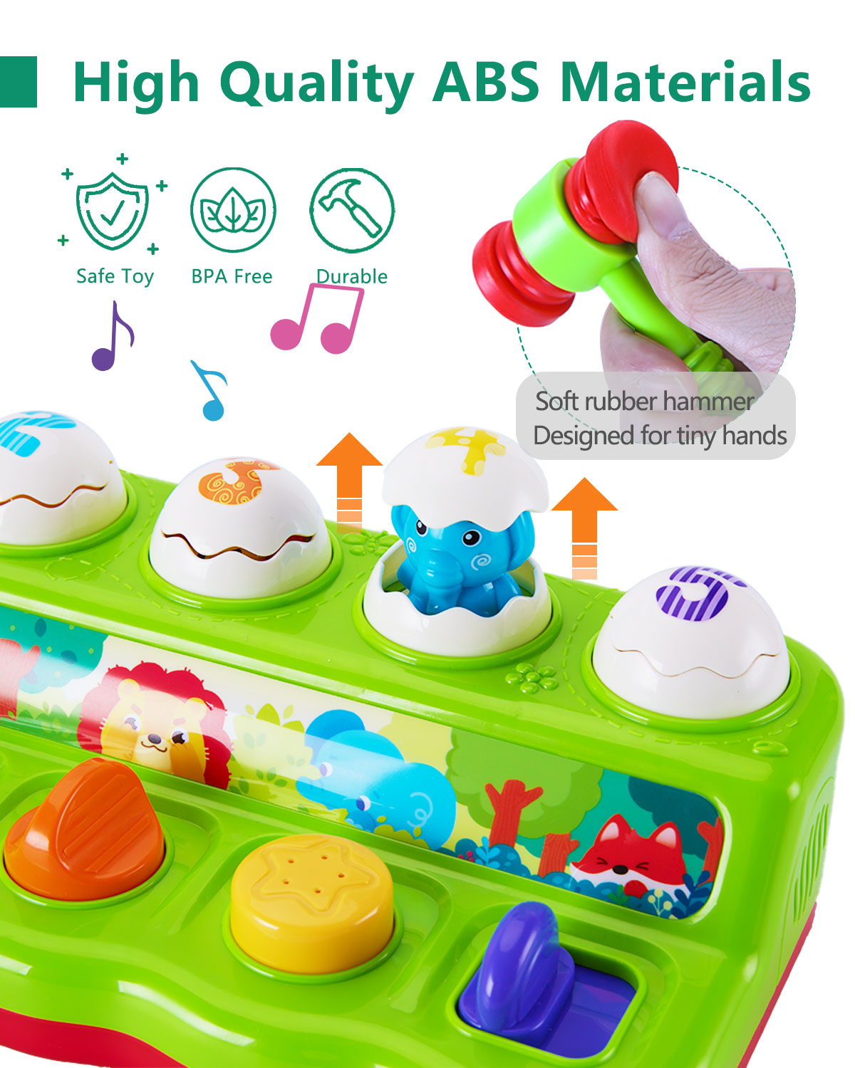 wowohage Interactive Animal Pop‑Up & Hammering Toddler Toy with Light & Sound – Early Learning Music Toy (12+ Months)