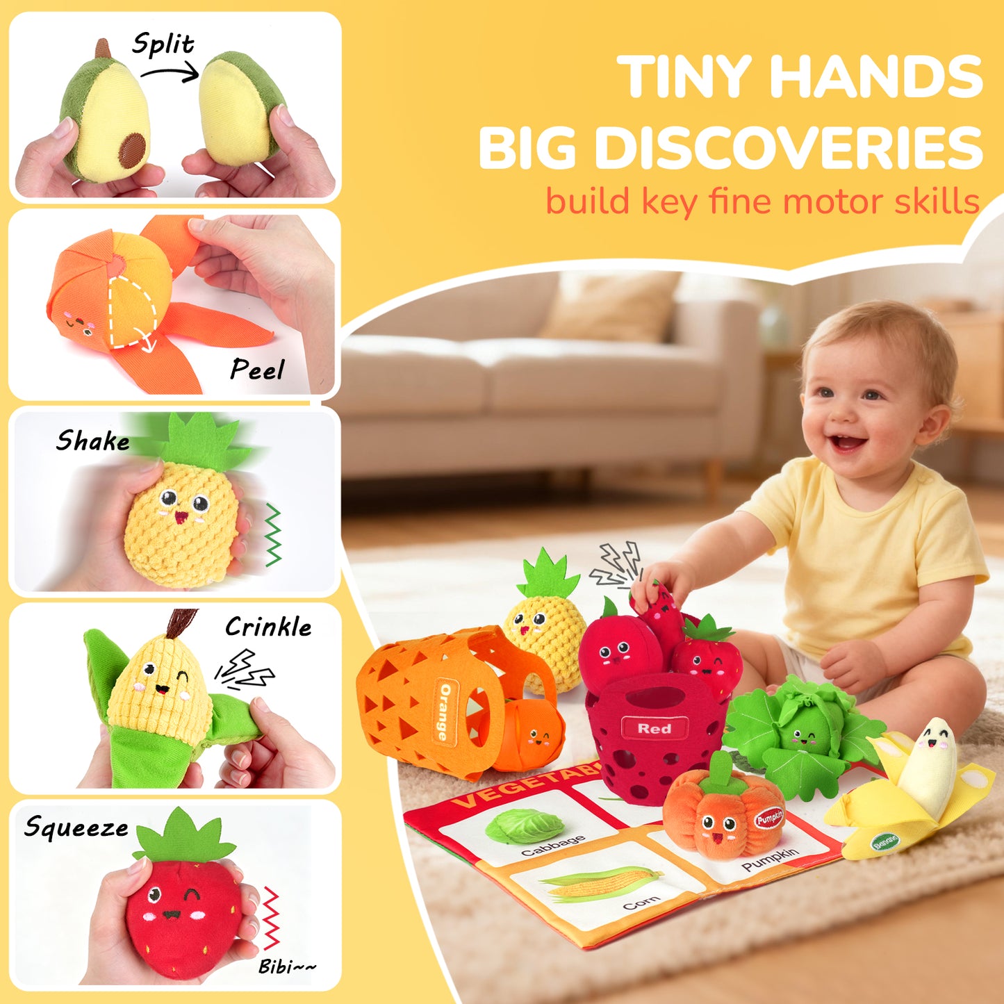 Baby Sensory Toys for Toddlers - Music & Light Pop-Up Animal Hammer Play